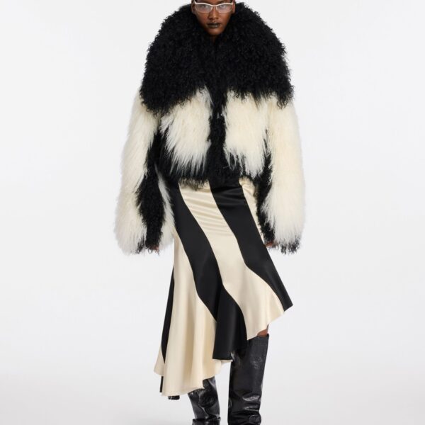 Black and ivory midi skirt
