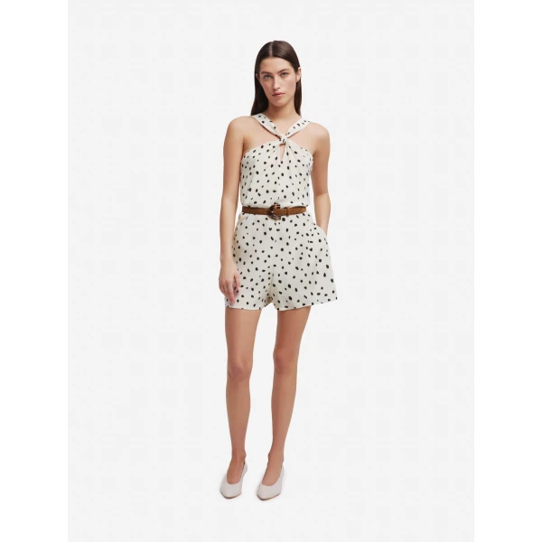 blazé milano meeki jumpsuit in mariquita pois white
