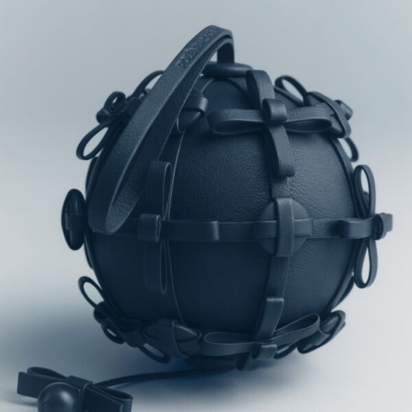 Polène Button Bow Sphere in Ink Button Bow Sphere in Ink - Clutch Bags - Parisian Luxury Leather Bag at Coveti