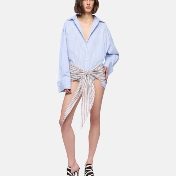 Blue mini shirt dress