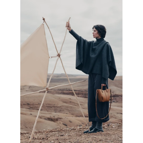 Polene Cyme Tote Nano in Camel Bag, view 2