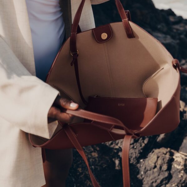Polène Cyme in Cognac Cyme in Cognac - Totes & Top-Handle Bags - Parisian Luxury Leather Bag at Coveti