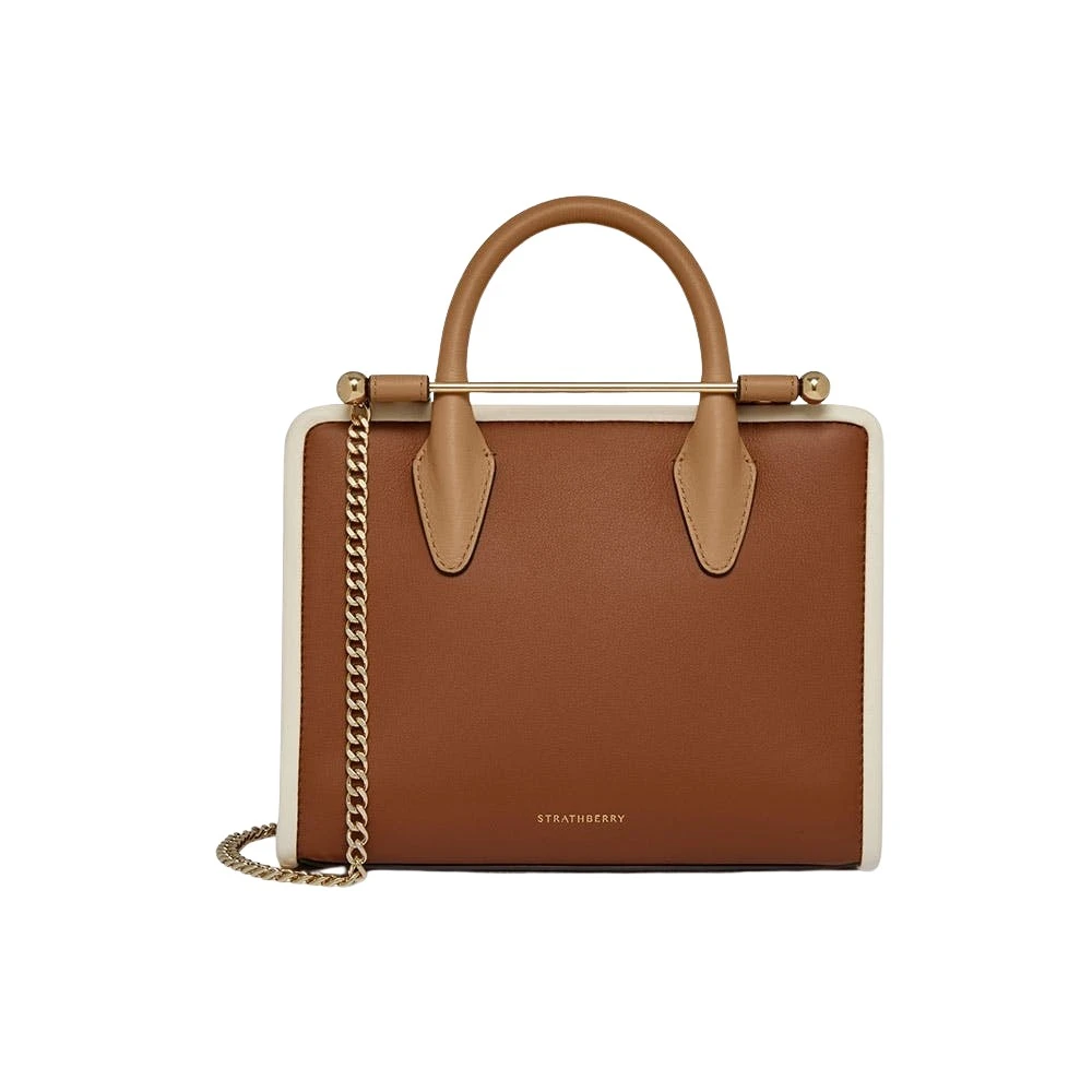 Brown-Mini-Tote-in-Caramel-Sand-and-Chestnut36448_nobg Strathberry Mini Tote bag
