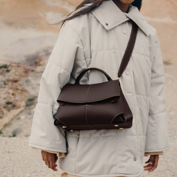 Polène Mokki in Ebony Mokki in Ebony - Shoulder & Crossbody Bags - Parisian Luxury Leather Bag at Coveti
