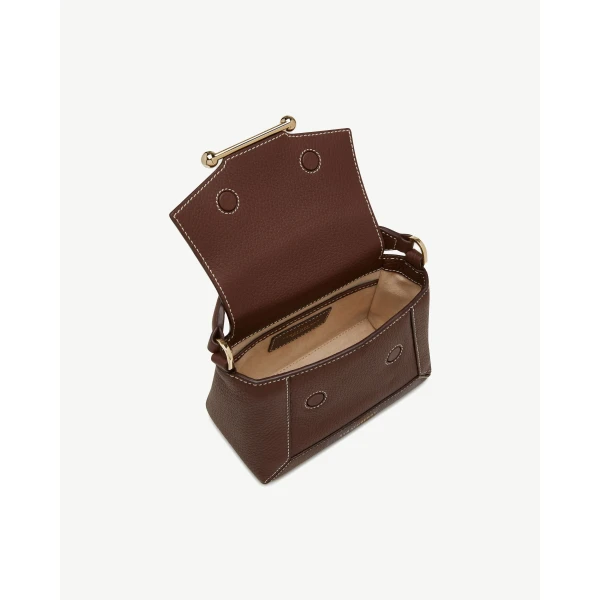 Strathberry Mosaic Nano in Chocolate with Vanilla Stitch, view 6