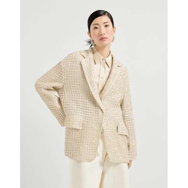 Blazer with dazzling net embroidery