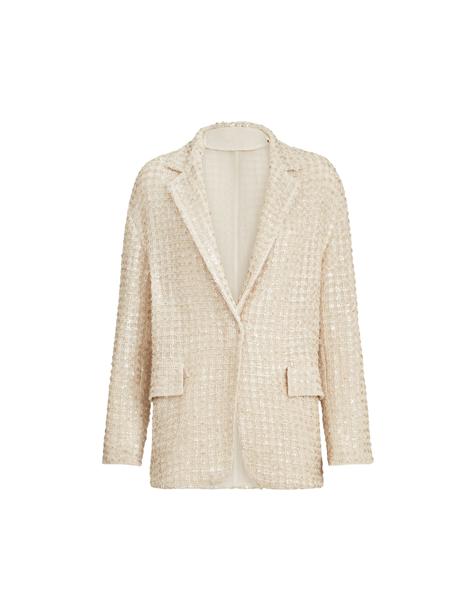 Brunello Cucinelli Blazer with dazzling net embroidery in Cream