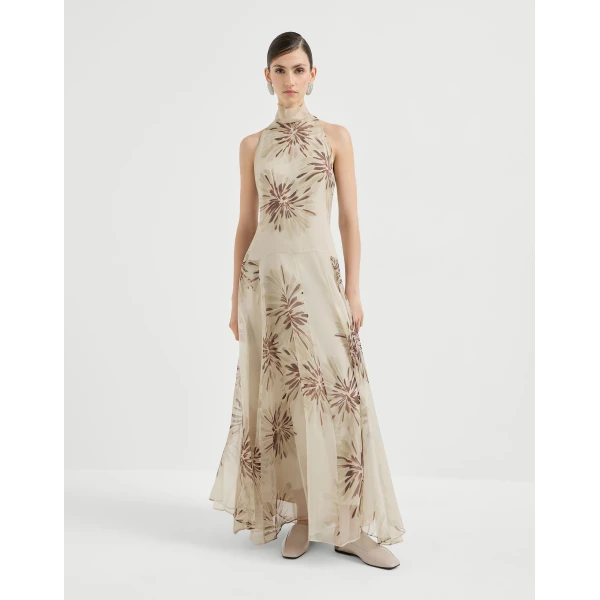 Bloom print organza dress