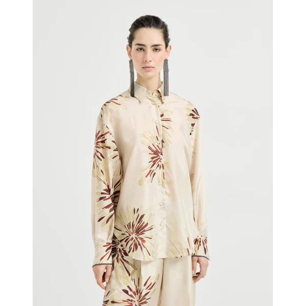 Bloom print pongee shirt