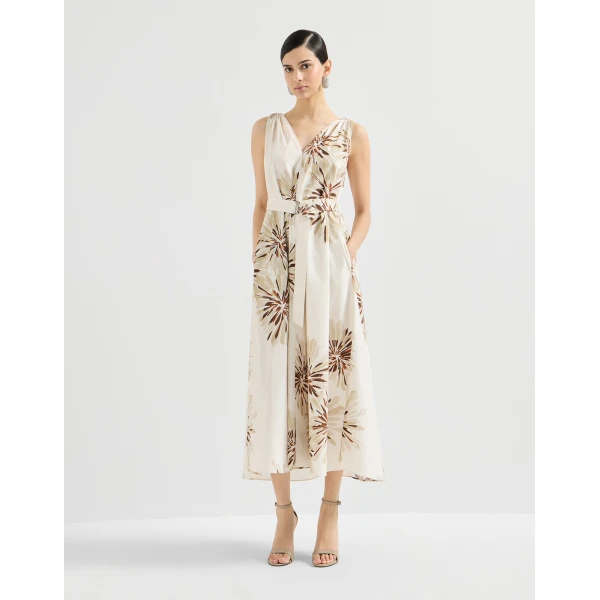 Bloom print poplin dress