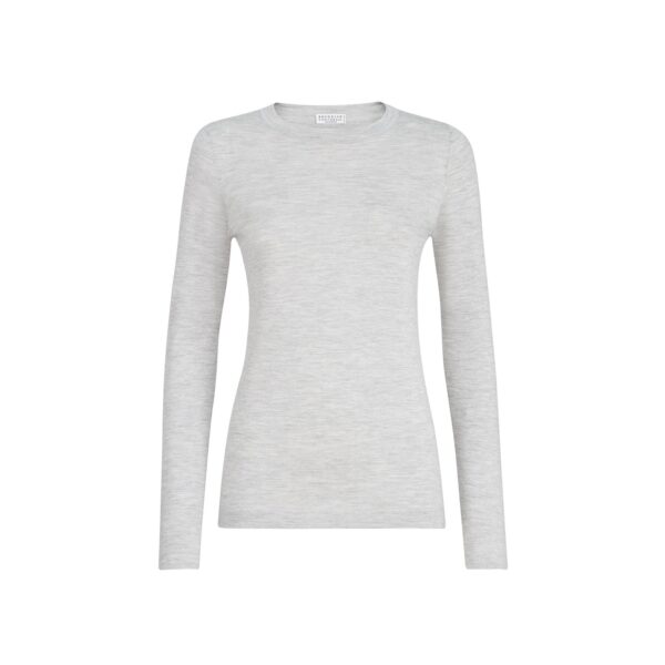 Cashmere and silk lightweight sweater in Light Grey