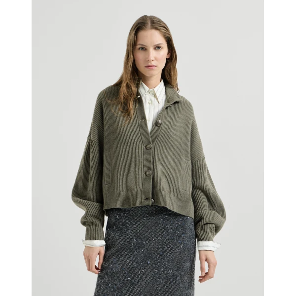 Cashmere rib cardigan