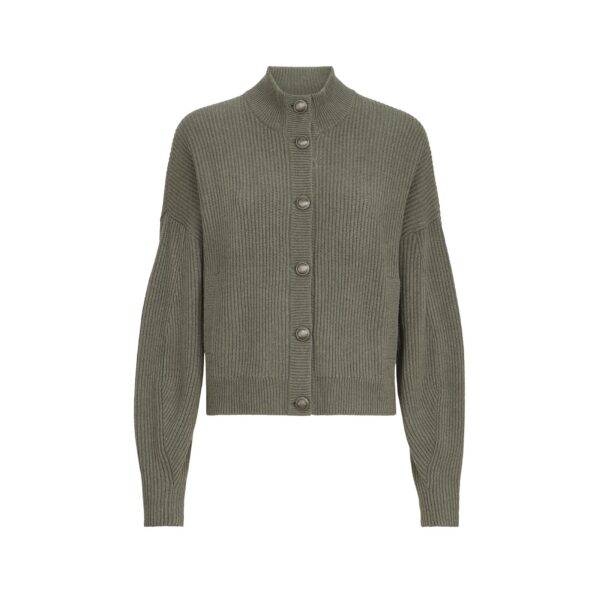 Cashmere rib cardigan in Origano