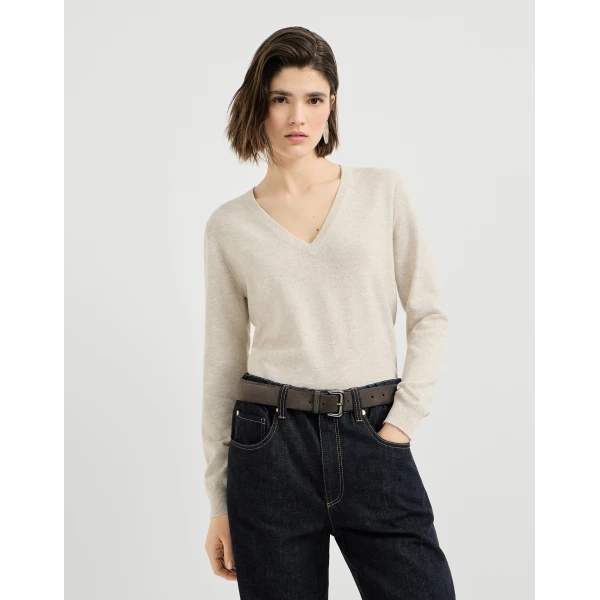 Cashmere sweater with monili