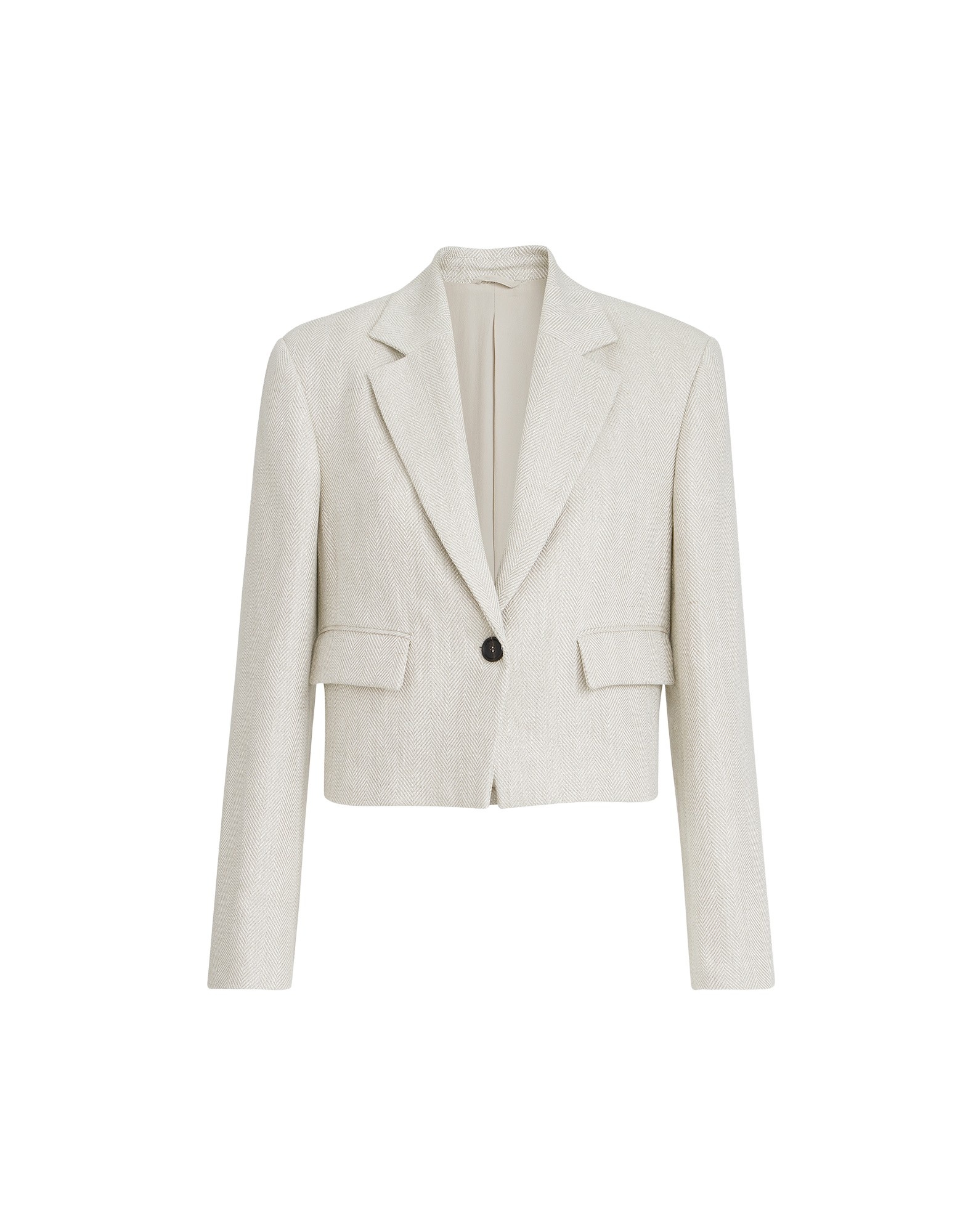 Brunello Cucinelli Chevron cropped blazer in Beige