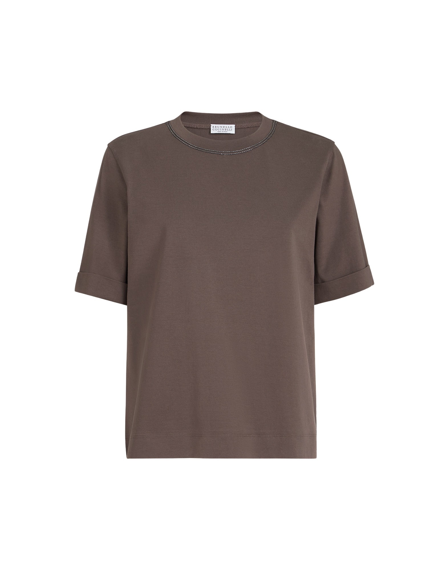 Brunello Cucinelli Cotton jersey T-shirt in Brown Top