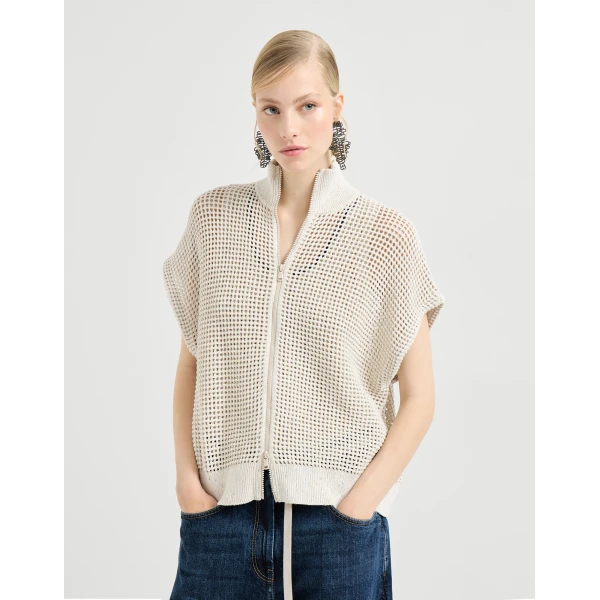 Cotton net cardigan