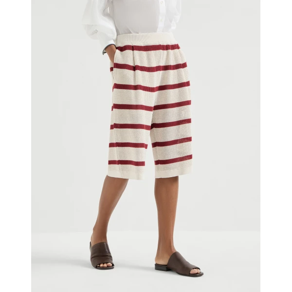 Cotton net knit Bermuda shorts