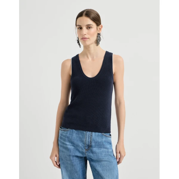 Cotton ribbed knit top
