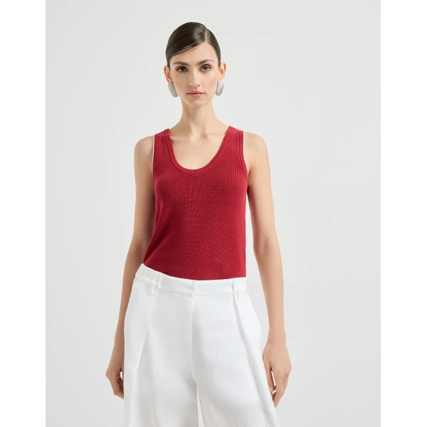 Cotton ribbed knit top