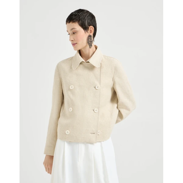 Crop caban jacket with monili