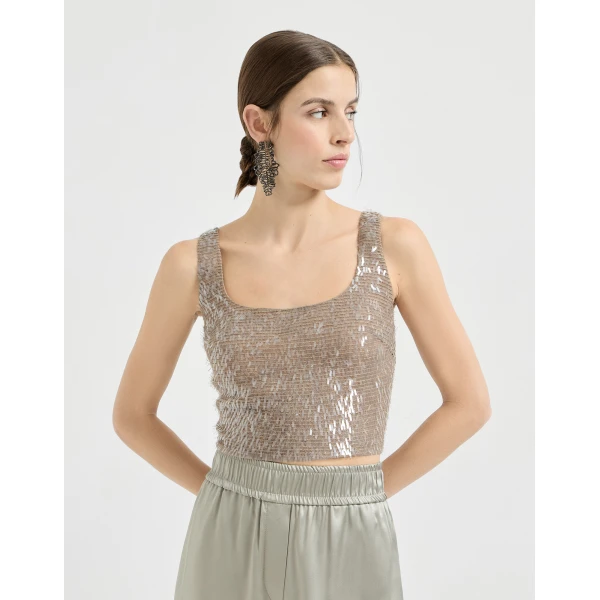 Cropped top with dazzling embroidery