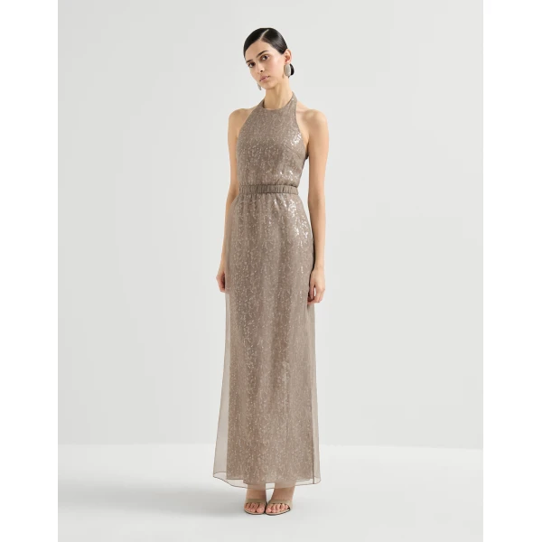 Dazzling embroidery halterneck dress
