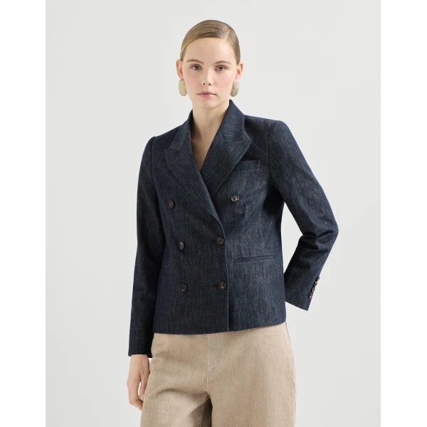 Denim-effect twill blazer