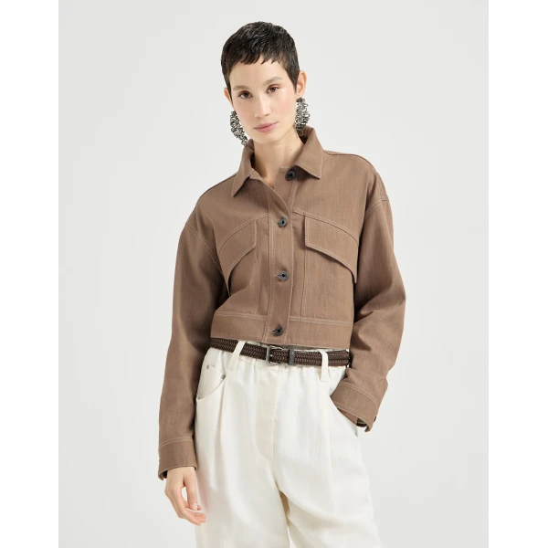 Denim-effect twill outerwear jacket