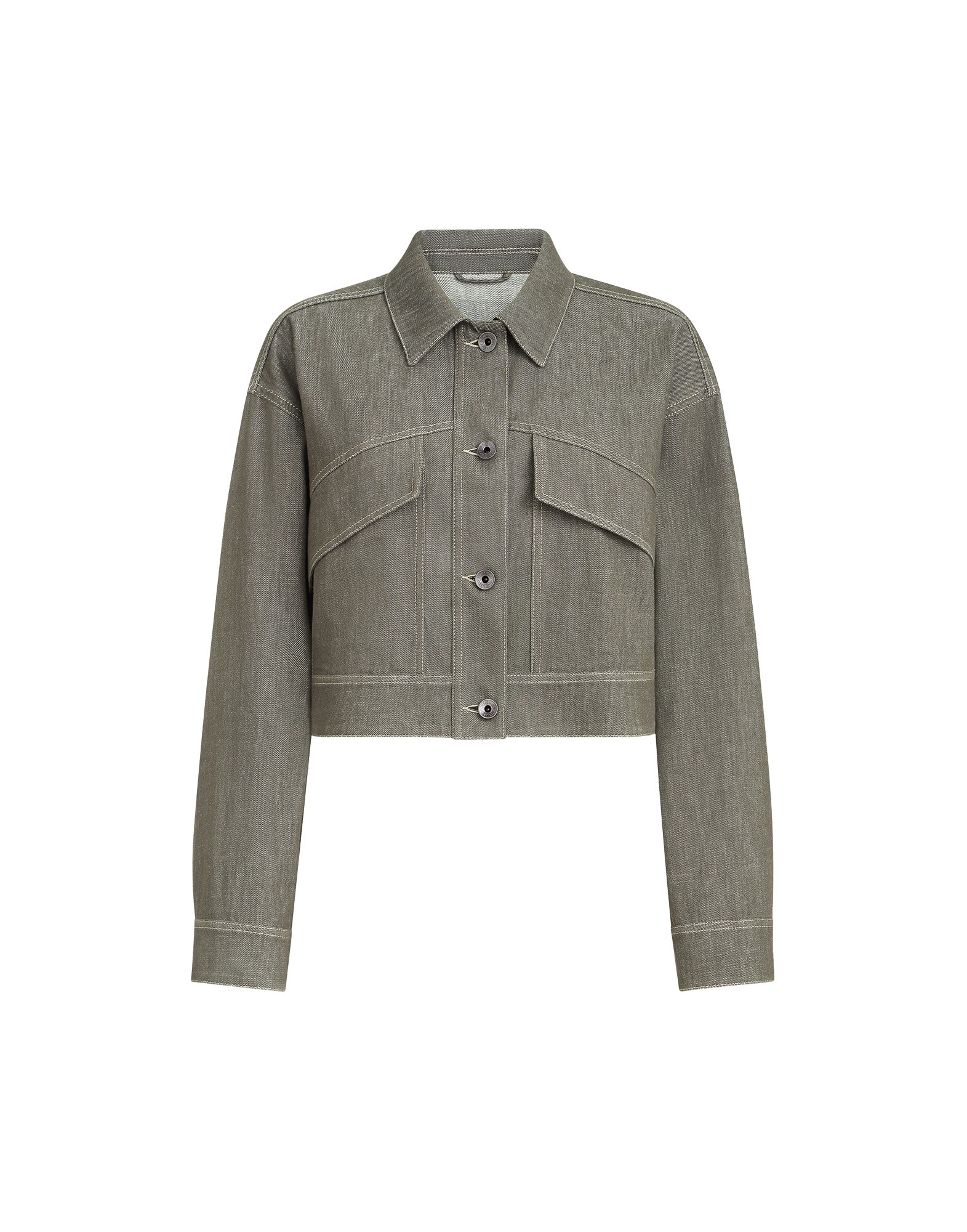 Brunello Cucinelli Denim-effect twill outerwear jacket in Olive