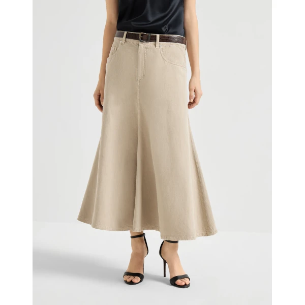 Five-pocket flared skirt