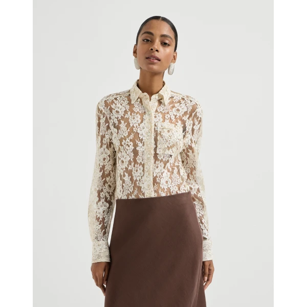 Flower jacquard lace shirt