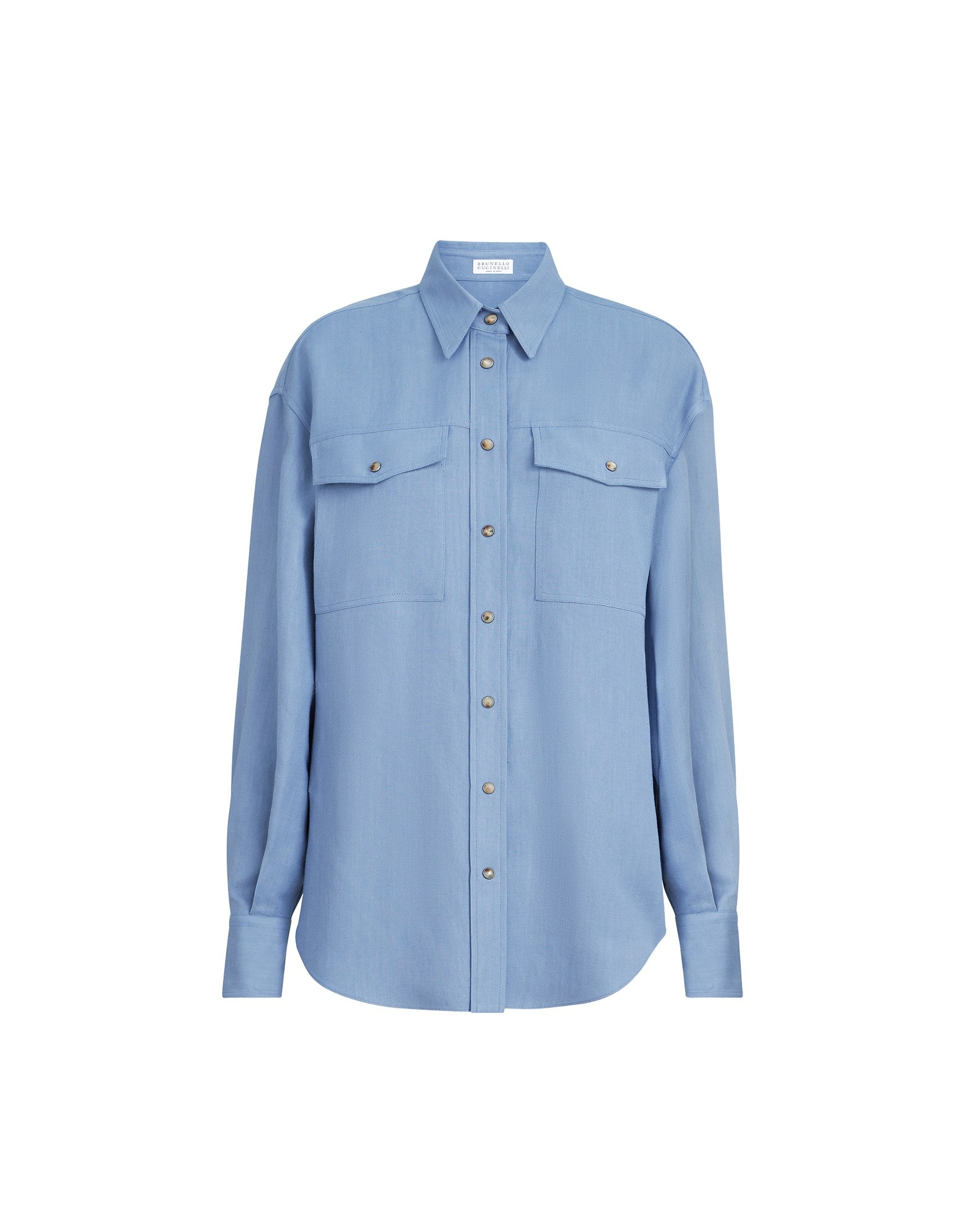 Brunello Cucinelli Fluid twill shirt in Azure