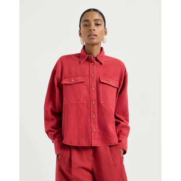 Garment-dyed cover shirt