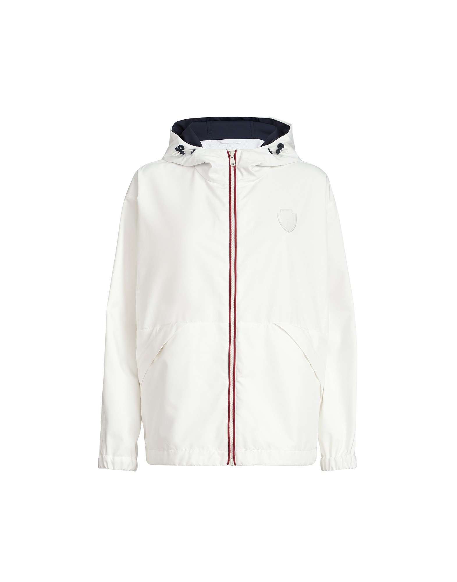 Brunello Cucinelli Hooded outerwear jacket with logo in White