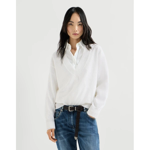 Linen and cotton Diamond yarn sweater