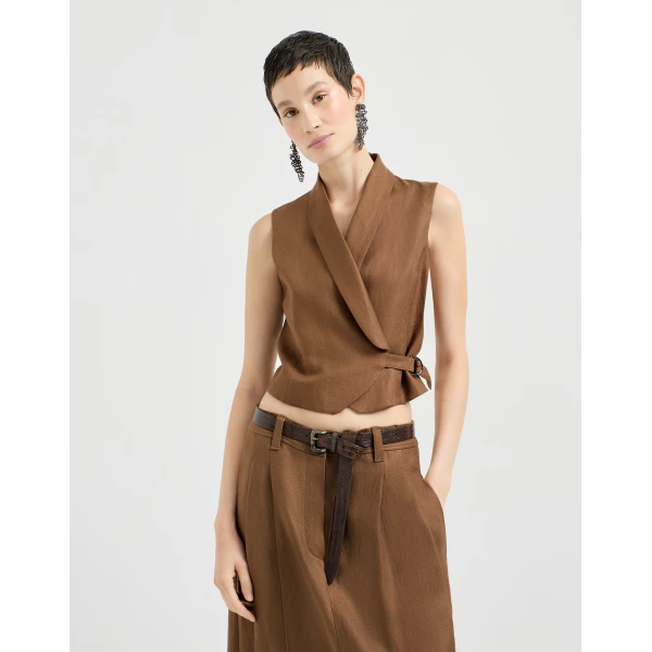 Linen diagonal vest