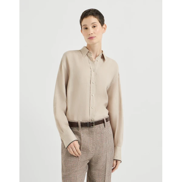 Linen shirt with monili