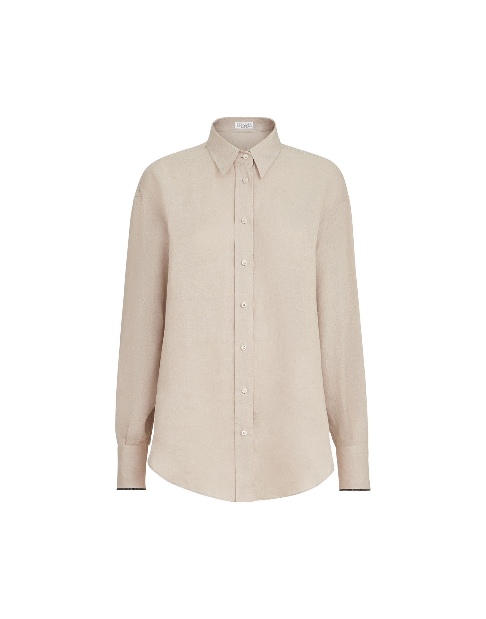 Brunello Cucinelli Linen shirt with monili in Beige