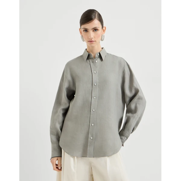 Linen shirt with monili