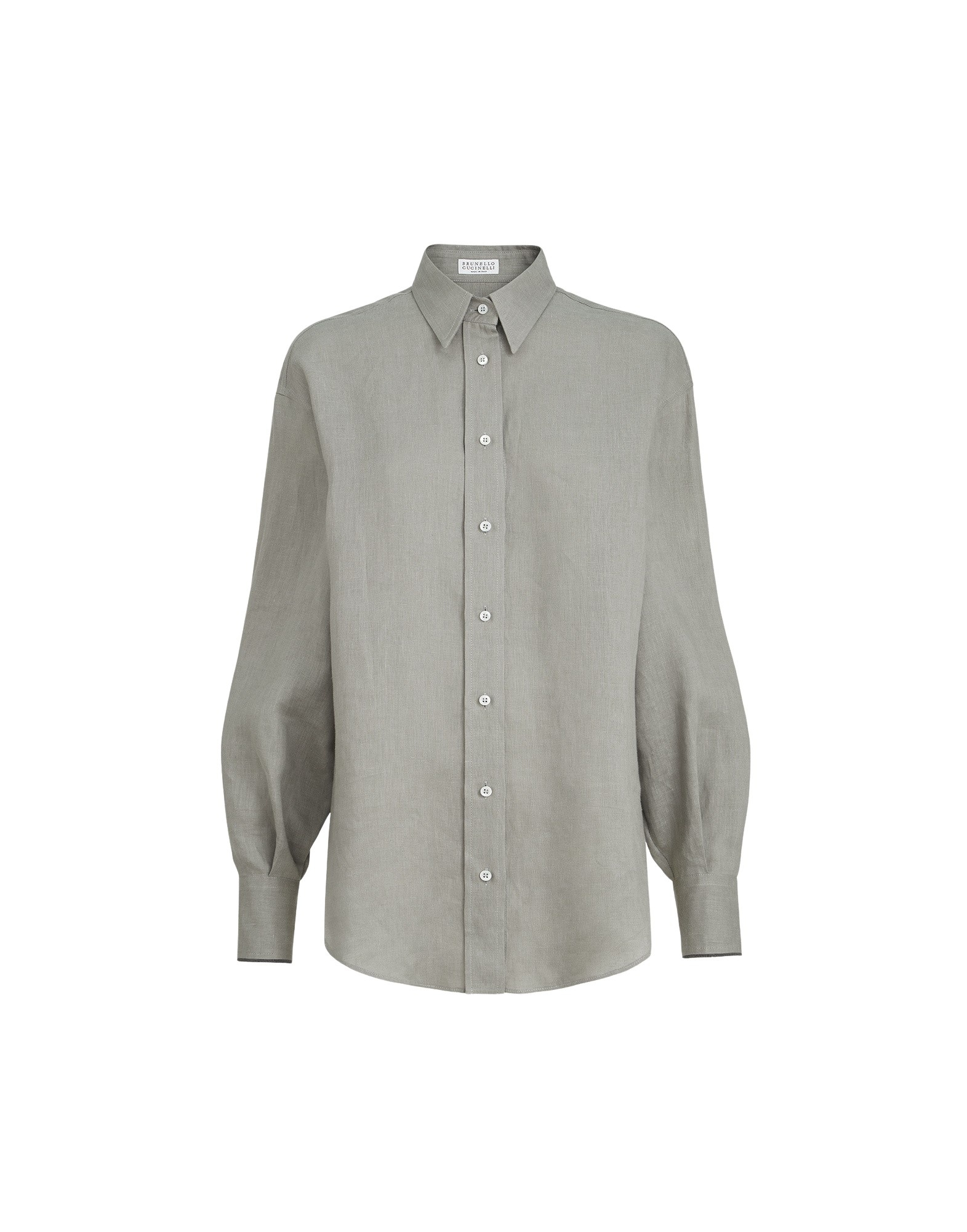 Brunello Cucinelli Linen shirt with monili in Khaki