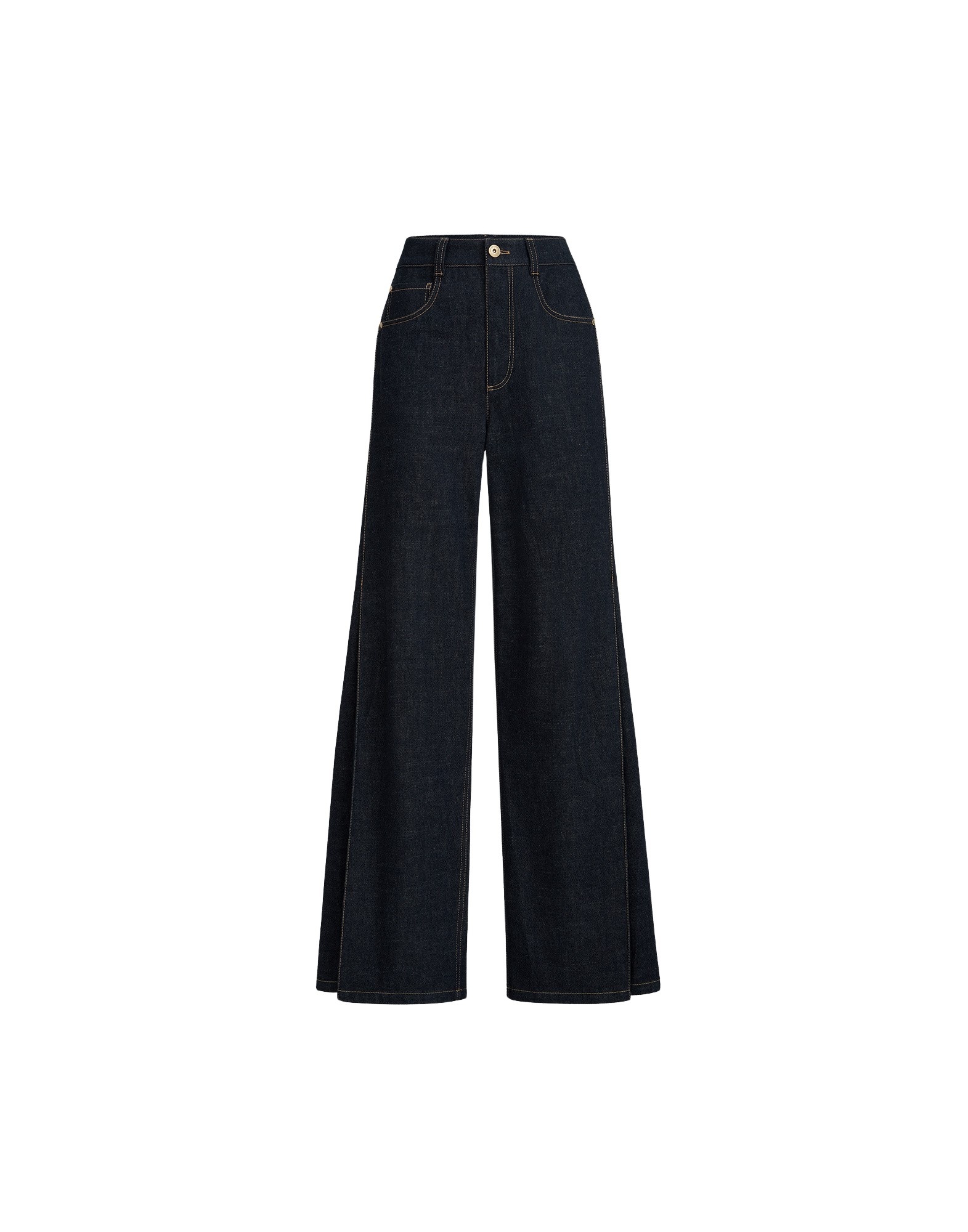 Brunello Cucinelli Loose Flared Trousers in Dark Denim