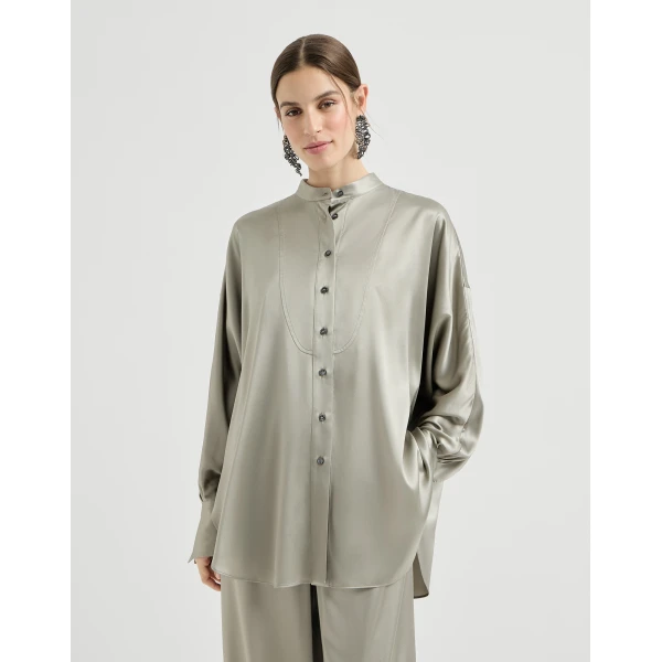 Mandarin-collar shirt