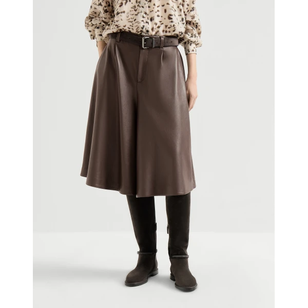Nappa leather wide Bermuda shorts