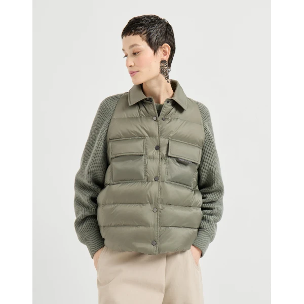 Nylon down jacket with monili