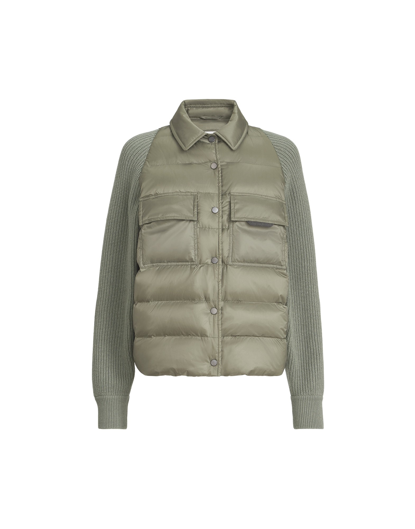 Brunello Cucinelli Nylon down jacket with monili in Green