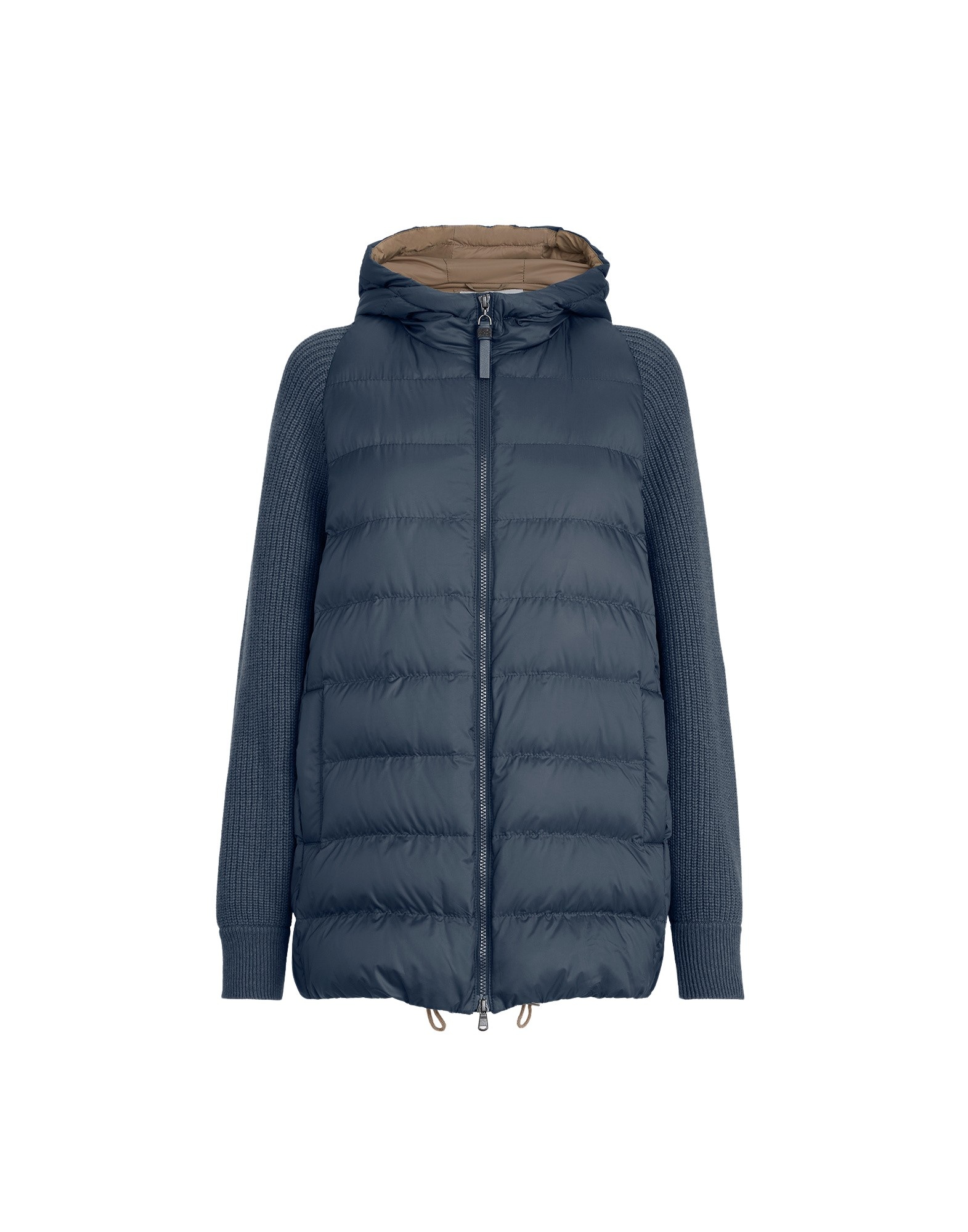 Brunello Cucinelli Nylon hooded down jacket in Blue