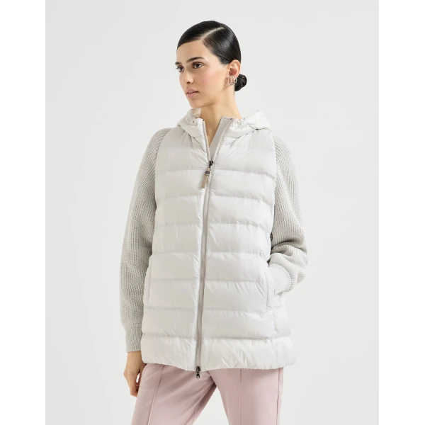 Nylon hooded down jacket