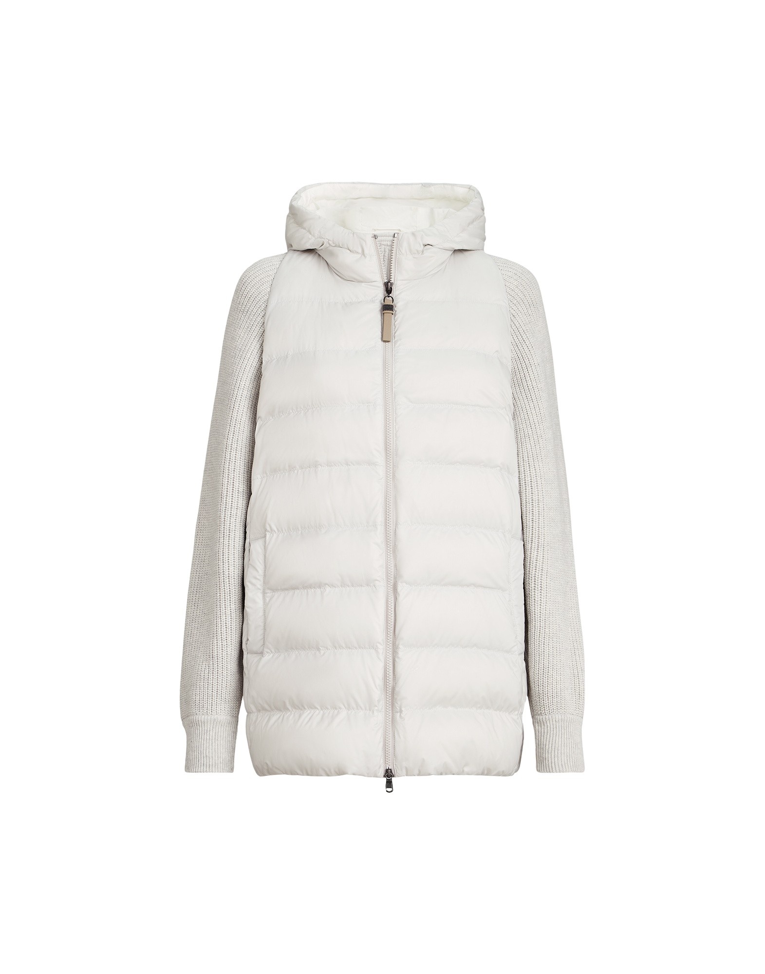 Brunello Cucinelli Nylon hooded down jacket in Light Grey