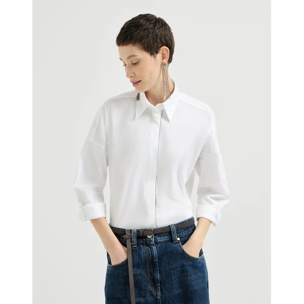 Poplin Shirt with Shiny Trim